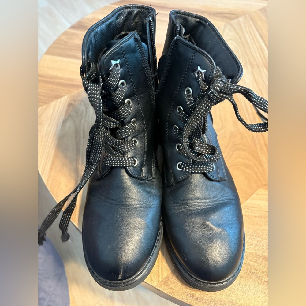 Black Lace-Up Ankle Boots